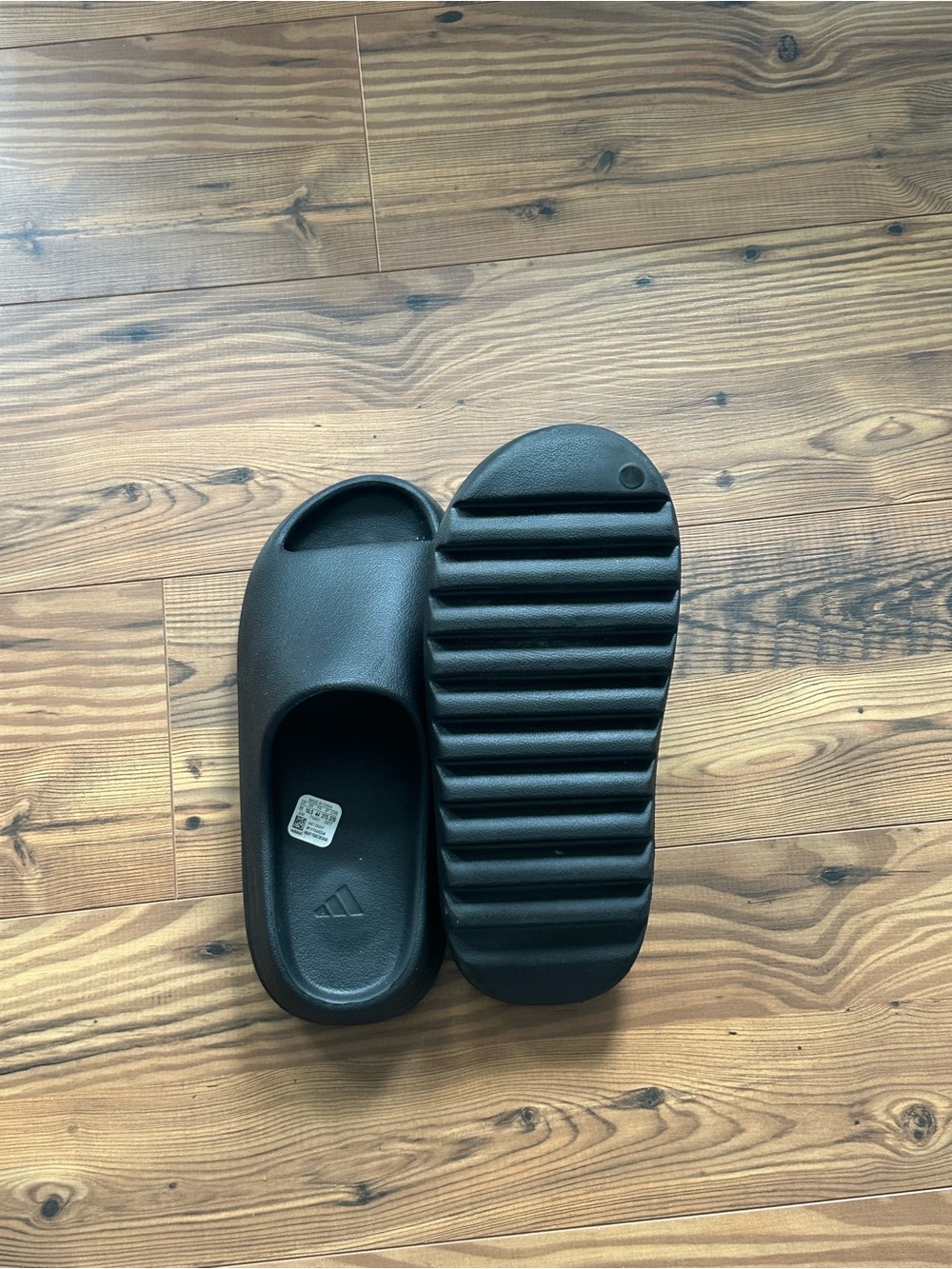 adidas Black Slide Sandals with Embossed Logo